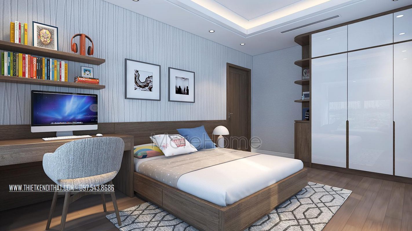 Thiết kế nội thất phòng ngủ chung cư hiện đại N05 Hoàng Đạo Thúy